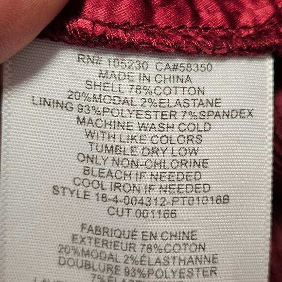 Joie Women's Marcena Corduroy Crop Flare Pants Size 8 Burgundy Slim Leg Career - Picture 7 of 9